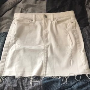 Distressed White Mini Skirt